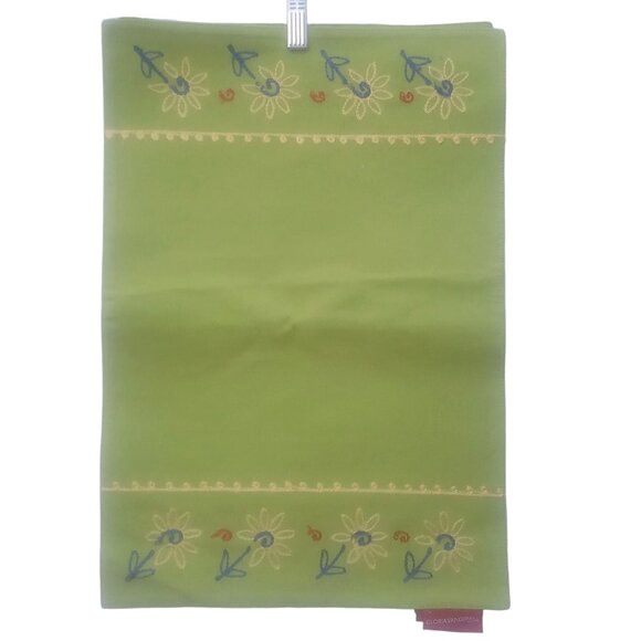 Gloria Vanderbilt Home Table Mats Set of 4 Embroidered Floral Green Cotton Mats - Picture 1 of 7